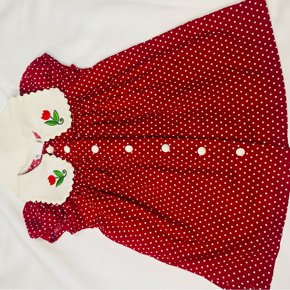 Rare Editions Red and White Polka Dot Kids Dress